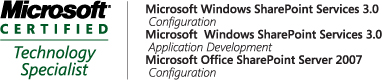 Microsoft Certified Technology Specialist for SharePoint 2007 logo