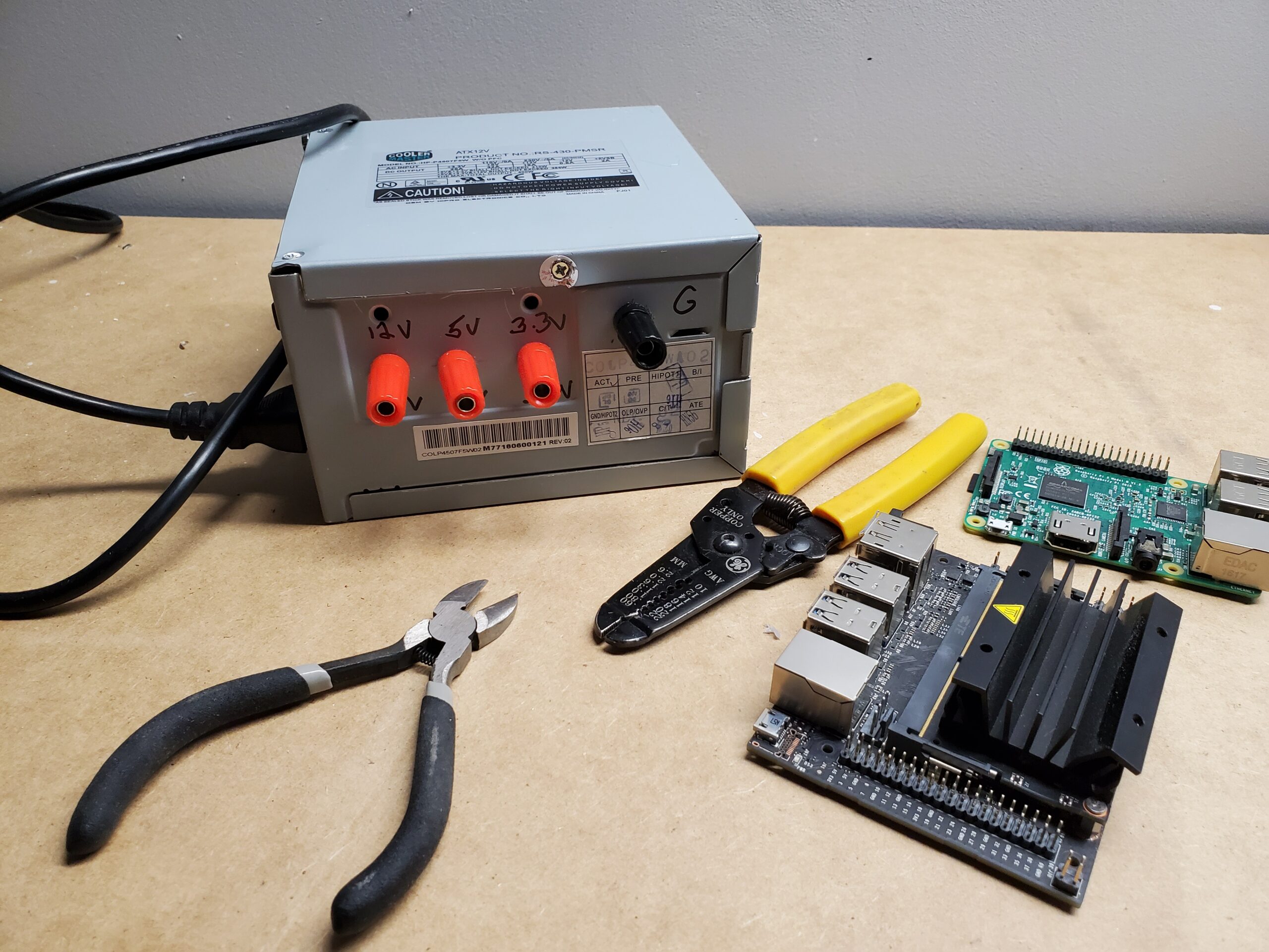 Desktop power supply unit converted to benchtop unit
